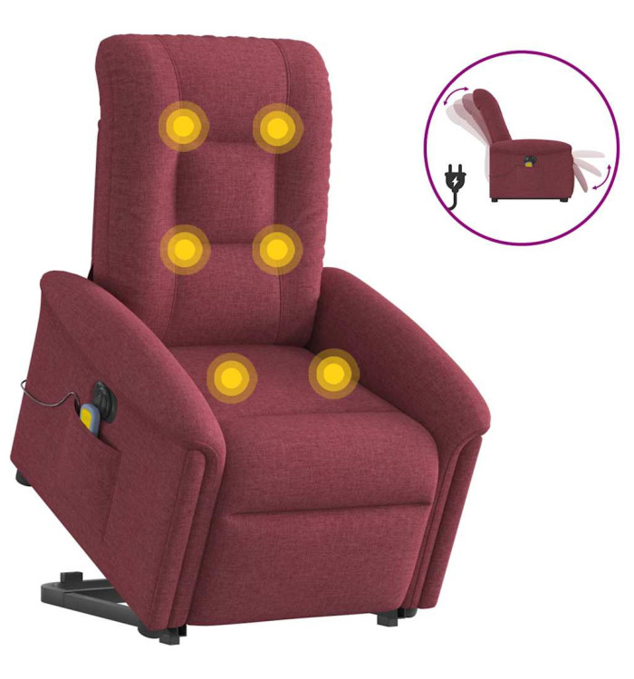 Fauteuil inclinable de massage électrique Rouge bordeaux Tissu | Mobilier & Déco