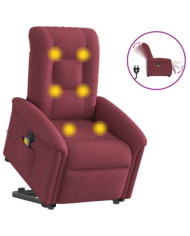 Fauteuil inclinable de massage électrique Rouge bordeaux Tissu | Mobilier & Déco