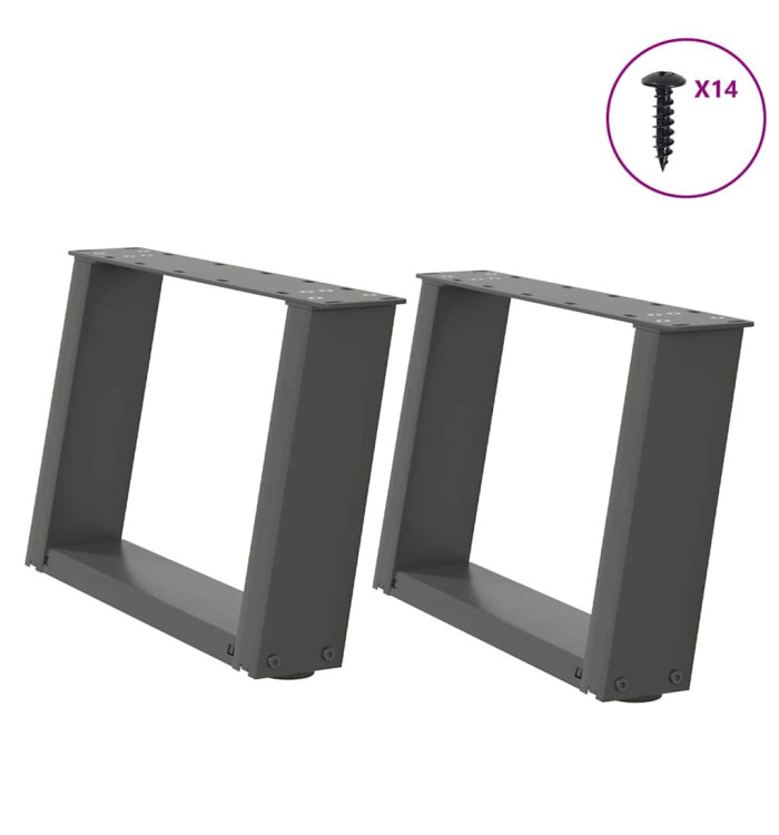 Pieds de table basse forme de U 2 pcs anthracite 50x(30-31) cm | Mobilier & Déco