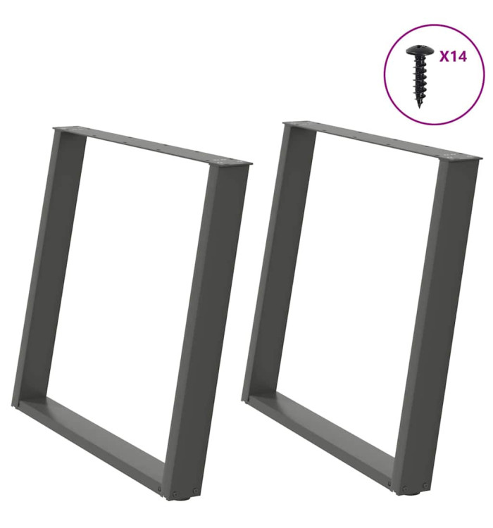 Pieds de table à manger forme de U 2 pcs 90x(72-73) cm acier | Mobilier & Déco