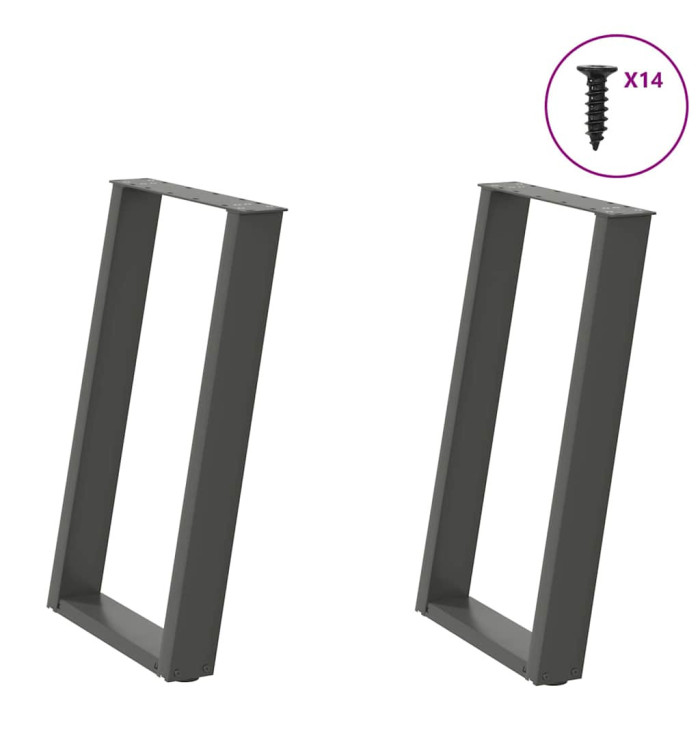 Pieds de table à manger forme de U 2 pcs 60x(72-73) cm acier | Mobilier & Déco