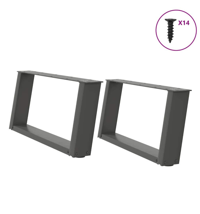 Pieds de table basse forme de U 2 pcs anthracite 60x(30-31) cm | Mobilier & Déco