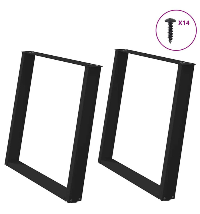 Pieds de table à manger forme de U 2 pcs noir 90x(72-73) cm | Mobilier & Déco