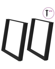 Pieds de table à manger forme de U 2 pcs noir 90x(72-73) cm | Mobilier & Déco