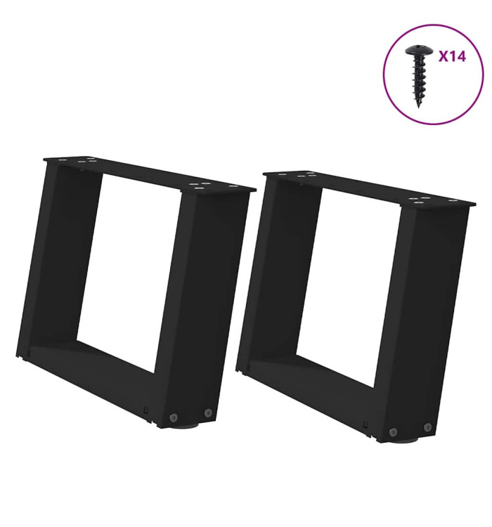 Pieds de table basse forme de U 2 pcs noir 50x(30-31) cm acier | Mobilier & Déco