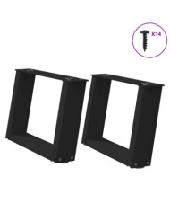 Pieds de table basse forme de U 2 pcs noir 50x(30-31) cm acier | Mobilier & Déco