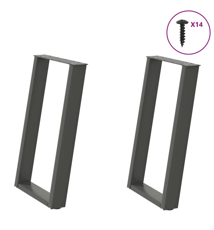 Pieds de table à manger forme de U 2 pcs 50x(72-73) cm acier | Mobilier & Déco