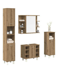 Ensemble de meubles salle de bain 4 pcs bois d'ingénierie | Mobilier & Déco