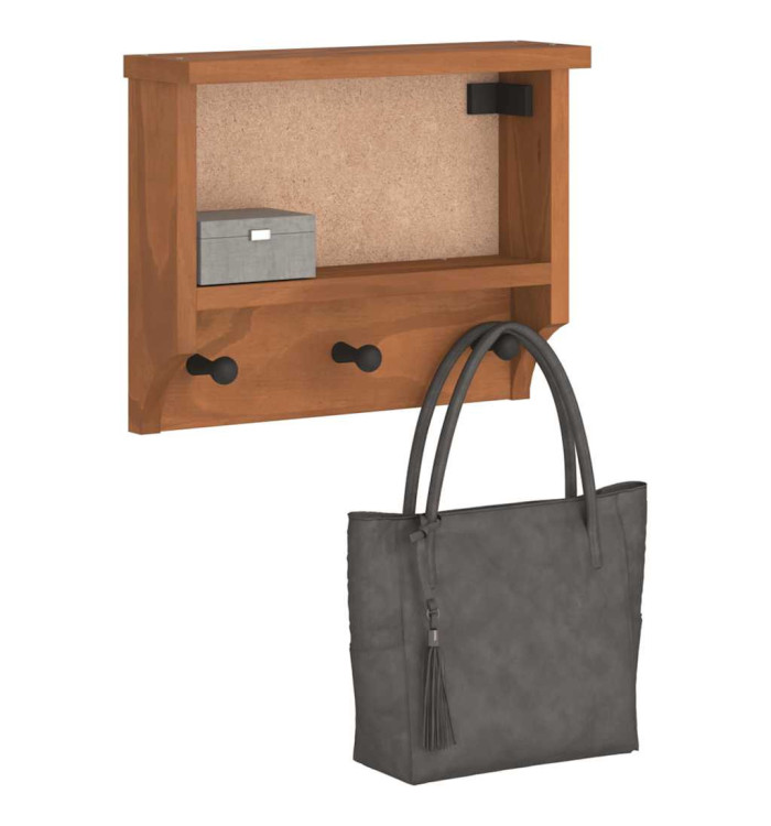 Porte-manteau mural SANDNES 45x12x35 cm bois massif pin | Mobilier & Déco