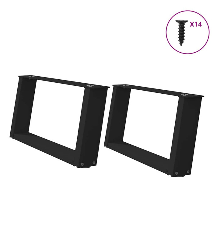 Pieds de table basse forme de U 2 pcs noir 70x(30-31) cm acier | Mobilier & Déco
