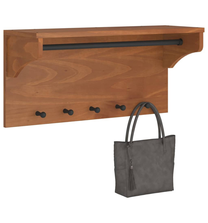 Porte-manteau mural SANDNES 87x30x42 cm bois massif pin | Mobilier & Déco