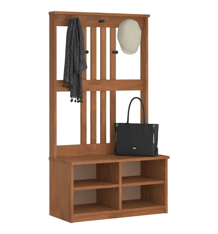 Portemanteau SANDENS 87x40x159,5 cm bois massif pin | Mobilier & Déco