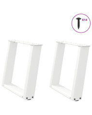 Pieds de table basse forme de U 2 pcs blanc 50x(42-43) cm acier | Mobilier & Déco