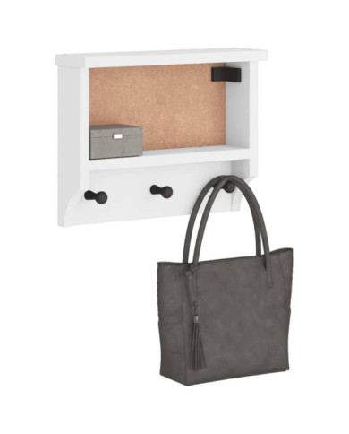 Porte-manteau mural SANDNES blanc 45x12x35 cm bois massif pin | Mobilier & Déco