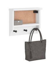 Porte-manteau mural SANDNES blanc 45x12x35 cm bois massif pin | Mobilier & Déco