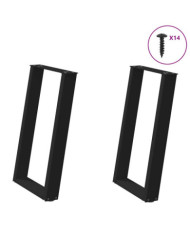 Pieds de table à manger forme de U 2 pcs noir 50x(72-73) cm | Mobilier & Déco