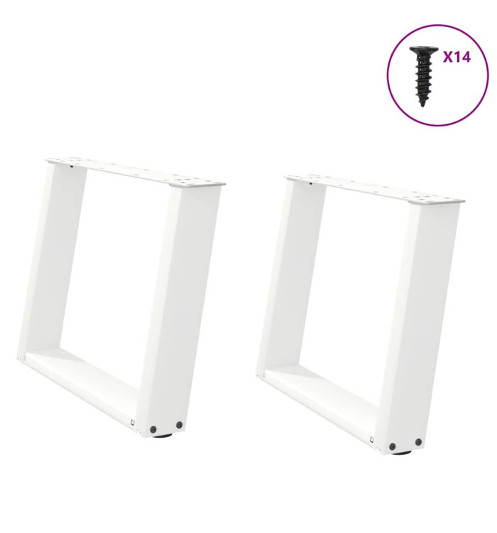 Pieds de table basse forme de U 2 pcs blanc 70x(42-43) cm acier | Mobilier & Déco