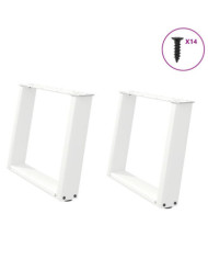 Pieds de table basse forme de U 2 pcs blanc 70x(42-43) cm acier | Mobilier & Déco