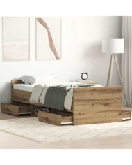 Cadre de lit sans matelas chêne artisanal 90x190 cm | Mobilier & Déco