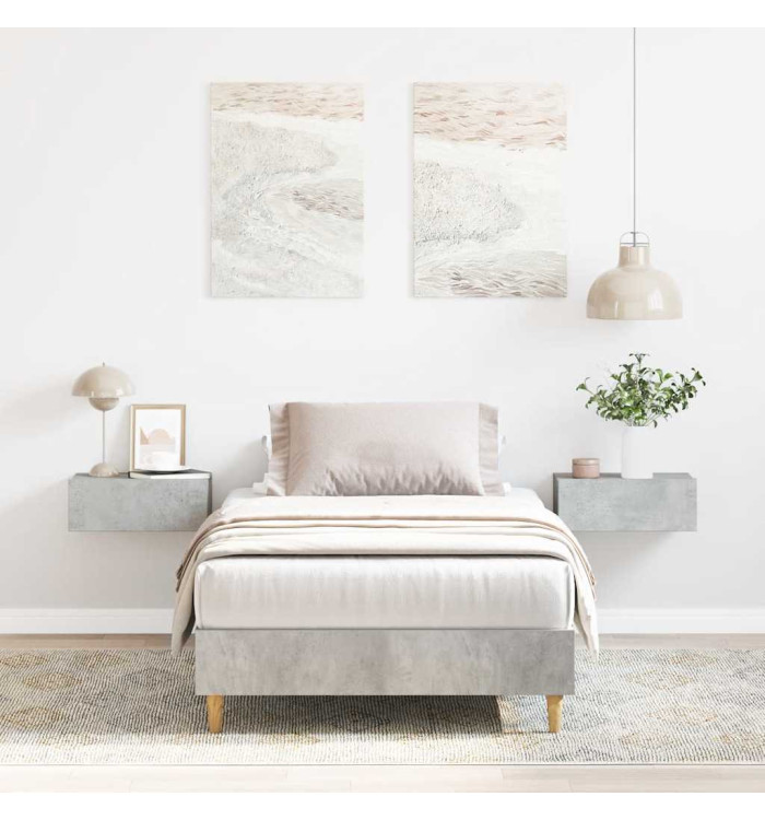 Cadre de lit sans matelas gris béton 90x190cm bois d'ingénierie | Mobilier & Déco