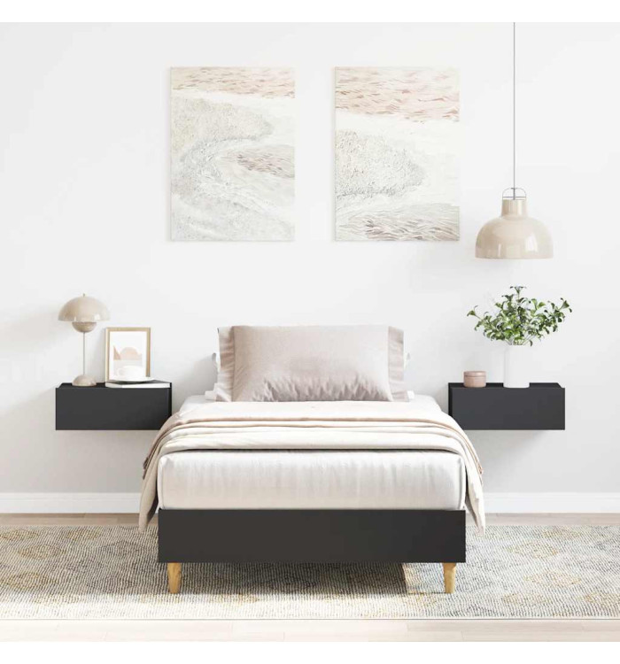 Cadre de lit sans matelas noir 90x190 cm bois ingénierie | Mobilier & Déco