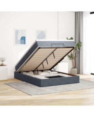 Cadre de lit ottoman avec matelas gris foncé 140x200 cm velours | Mobilier & Déco