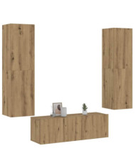 Meubles TV muraux 3 pcs chêne artisanal bois d'ingénierie | Mobilier & Déco