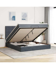  Cadre de lit ottoman avec matelas gris foncé 160x200cm velours | Mobilier & Déco