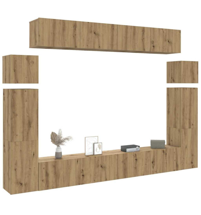 Ensemble de meuble TV mural 8 pcs chêne artisanal | Mobilier & Déco