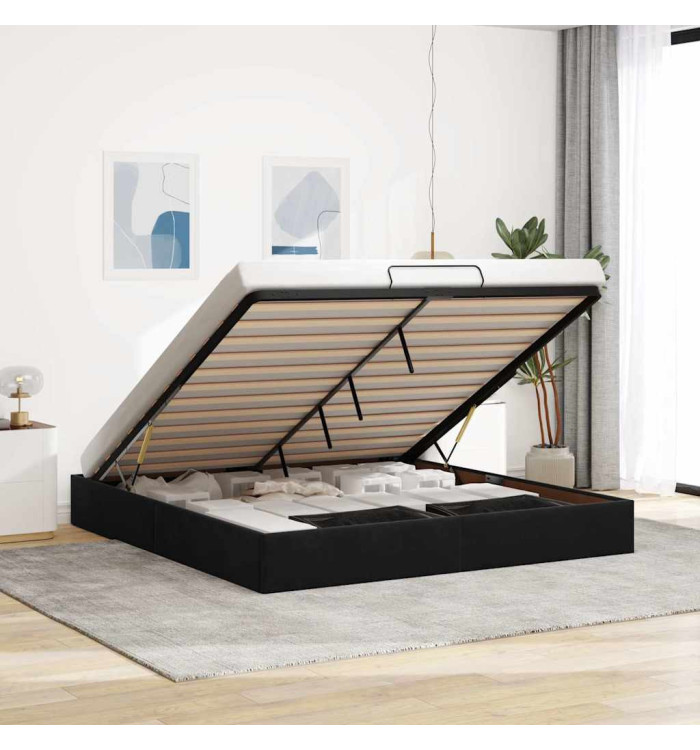  Cadre de lit ottoman sans matelas noir 160x200 cm velours | Mobilier & Déco