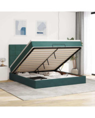 Cadre de lit ottoman avec matelas vert foncé 160x200 cm velours | Mobilier & Déco