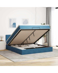  Cadre de lit ottoman avec matelas bleu foncé 160x200 cm velours | Mobilier & Déco