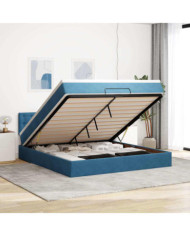  Cadre de lit ottoman avec matelas bleu foncé 160x200 cm velours | Mobilier & Déco