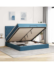  Cadre de lit ottoman avec matelas bleu foncé 160x200 cm velours | Mobilier & Déco