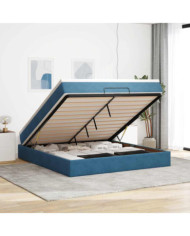  Cadre de lit ottoman avec matelas bleu foncé 160x200 cm velours | Mobilier & Déco