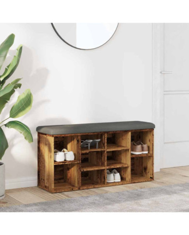 Banc à chaussures vieux bois 102x32x50 cm bois d'ingénierie | Mobilier & Déco
