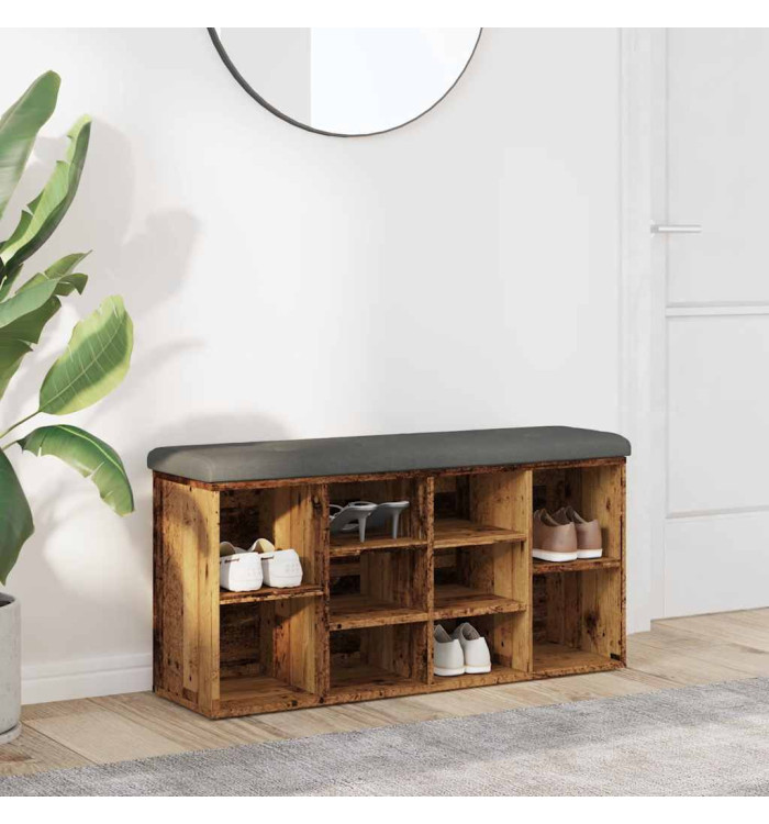 Banc à chaussures vieux bois 102x32x50 cm bois d'ingénierie | Mobilier & Déco