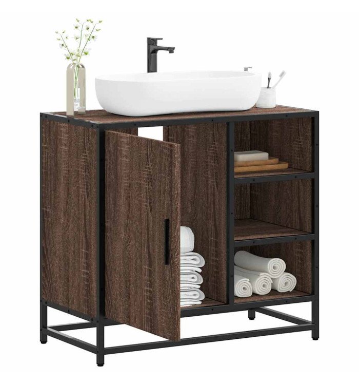 Armoire de lavabo de salle de bain chêne marron 65x33x60 cm | Mobilier & Déco