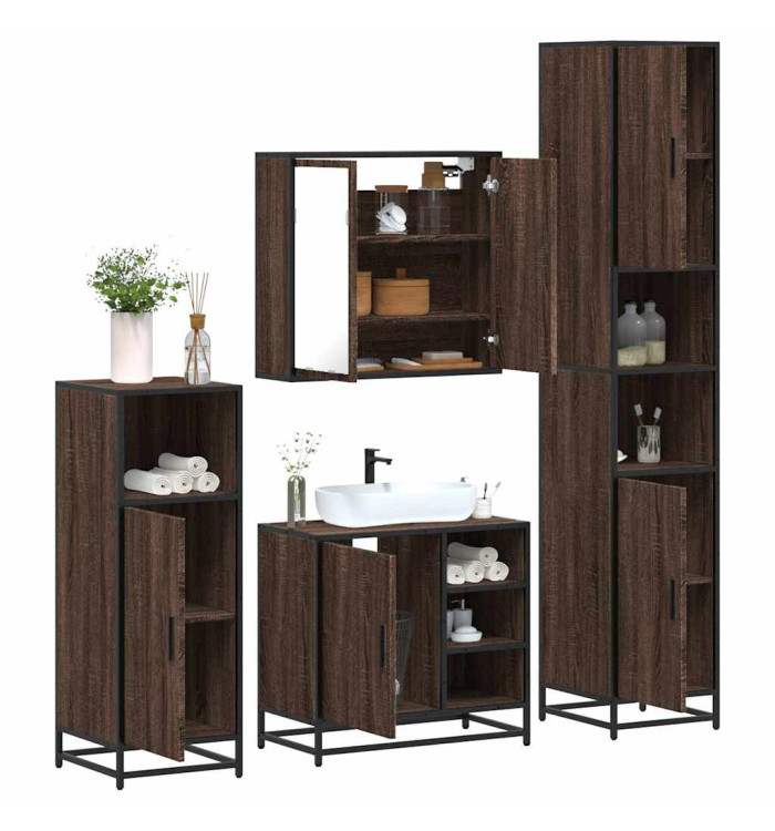 Ensemble de meubles de salle de bain 4 pcs chêne marron | Mobilier & Déco