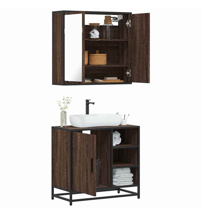 Ensemble de meubles de salle de bain 2 pcs Chêne marron | Mobilier & Déco