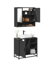Ensemble de meubles salle de bain 2 pcs noir bois d'ingénierie | Mobilier & Déco