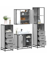Ensemble de meubles de salle de bain 4 pcs sonoma gris | Mobilier & Déco