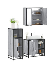 Ensemble de meubles de salle de bain 3 pcs Sonoma gris | Mobilier & Déco