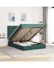 Cadre de lit ottoman avec matelas vert foncé 140x200 cm velours | Mobilier & Déco