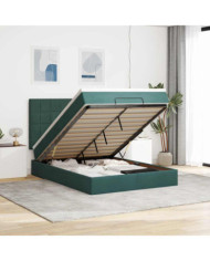 Cadre de lit ottoman avec matelas vert foncé 140x200 cm velours | Mobilier & Déco