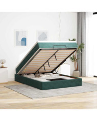 Cadre de lit ottoman avec matelas vert foncé 140x200 cm velours | Mobilier & Déco