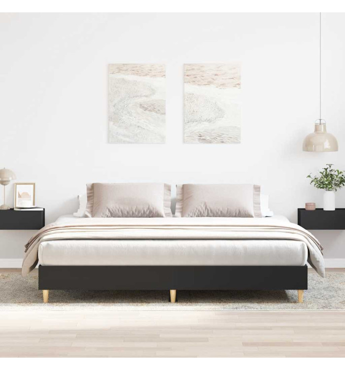 Cadre de lit sans matelas noir 160x200 cm bois d'ingénierie | Mobilier & Déco