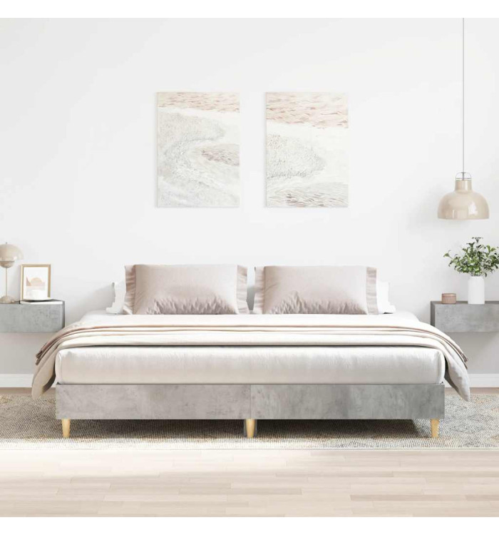 Cadre de lit sans matelas gris béton 160x200 cm bois ingénierie | Mobilier & Déco