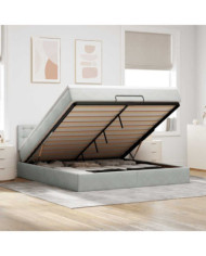  Cadre de lit ottoman avec matelas gris clair 160x200 cm velours | Mobilier & Déco