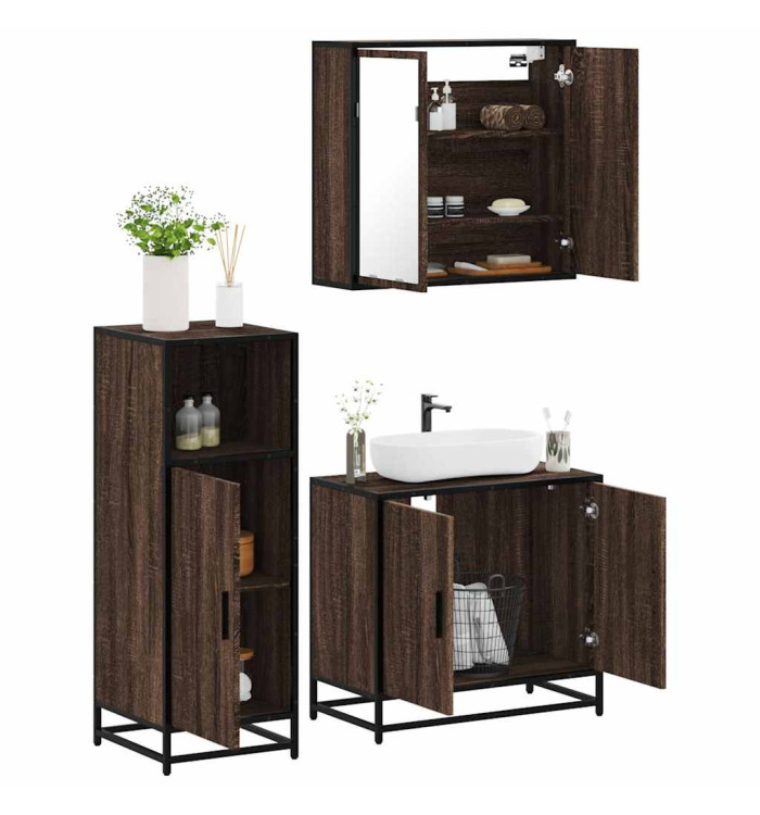 Ensemble de meubles de salle de bain 3 pcs Chêne marron | Mobilier & Déco